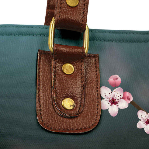 Greenish Grey Floral Printed Structured Shoulder Bag - Uncommongifts.in